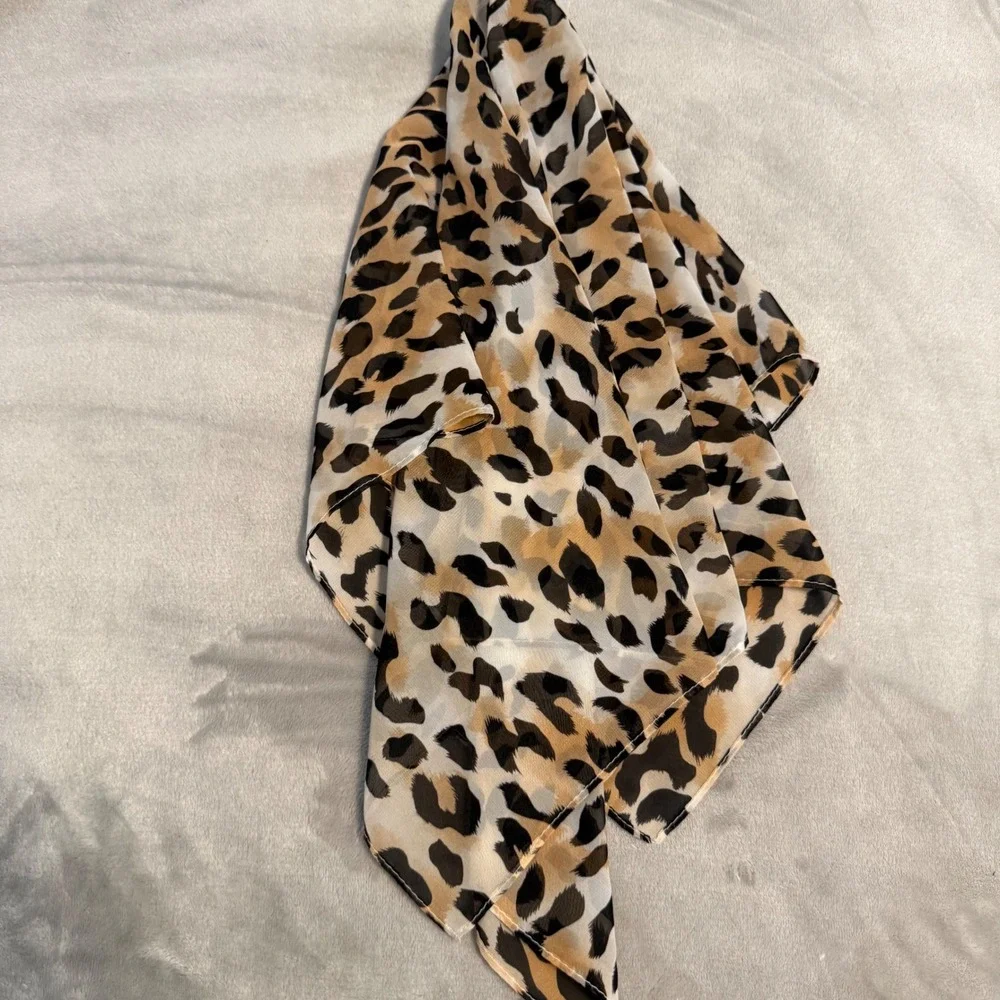 Leopard Print Silky Square Scarf 28